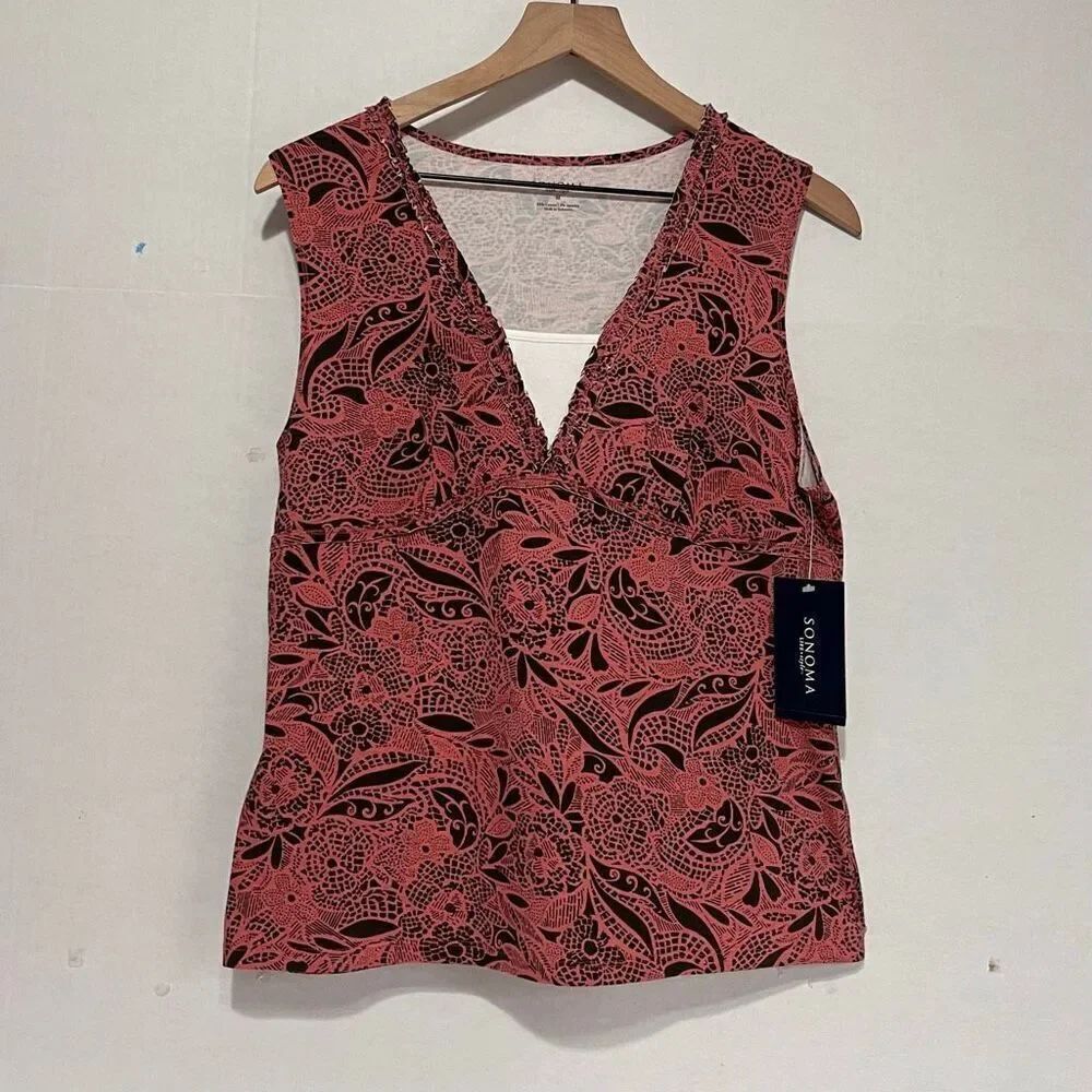 Sonoma Faded Rose Paisley Sleeveless Top Size M NWT